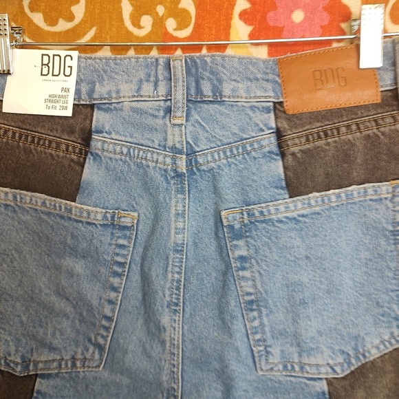 BDG Pax High Rise Denim Shorts Color Block Urban Outfitters Size 29 - Picture 7 of 12